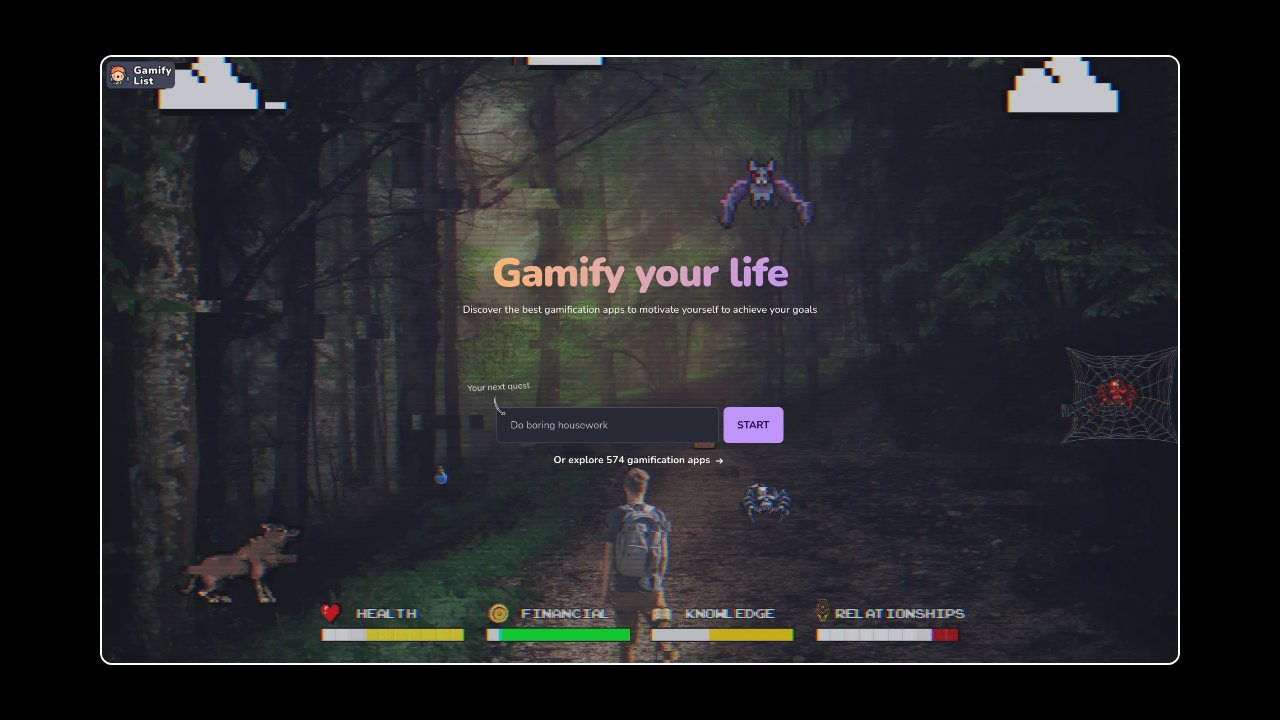 Homepage of Gamify List