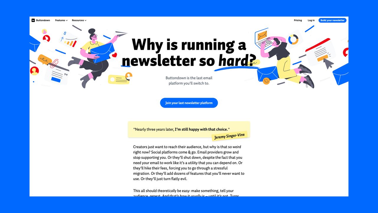 Homepage of Buttondown