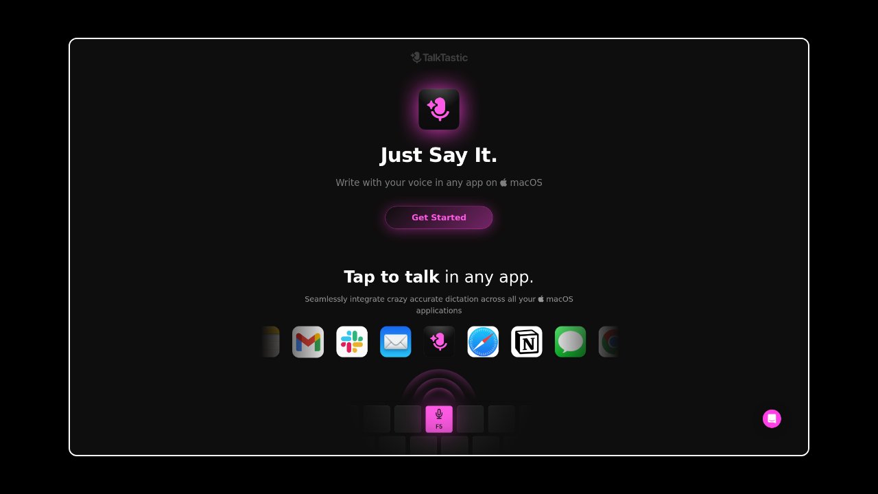 Homepage of TalkTastic