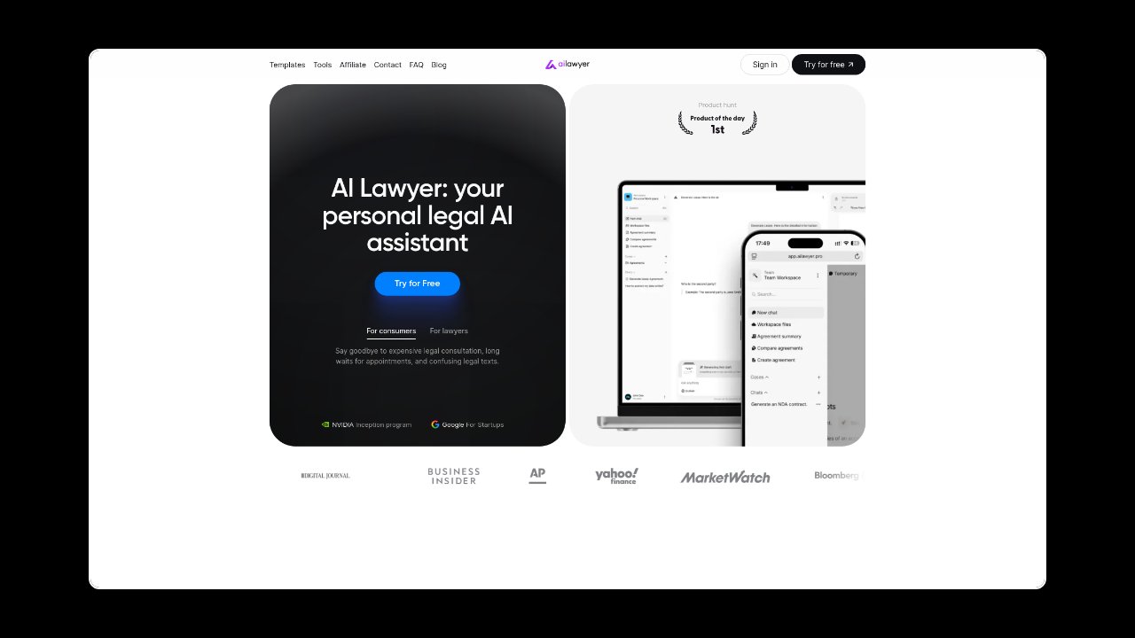 Homepage of AI Lawyer