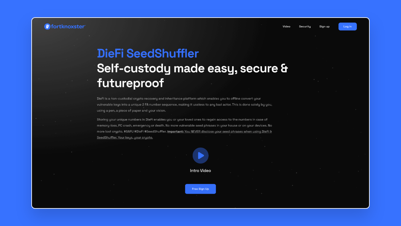 Homepage of FortKnoxster DieFi