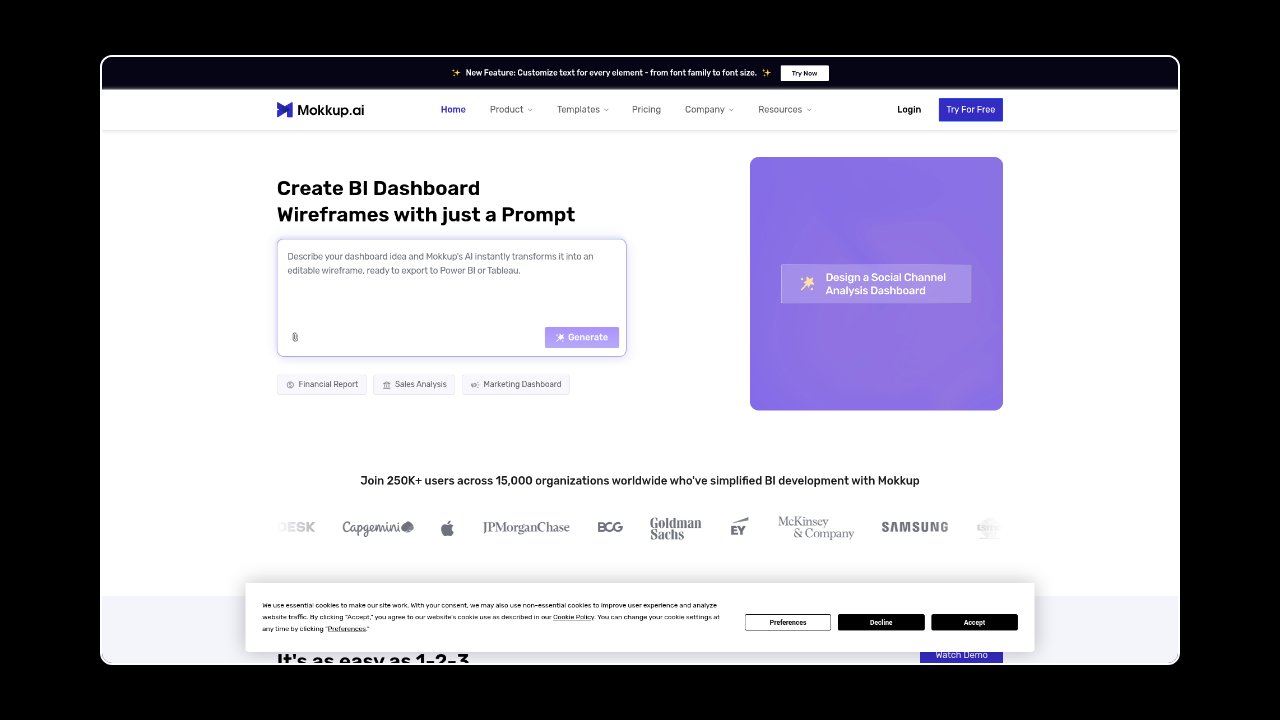 Homepage of Mokkup.ai