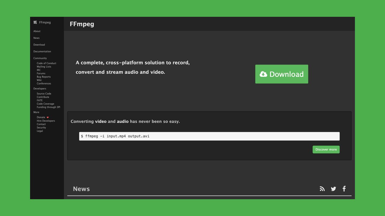 Homepage of FFmpeg