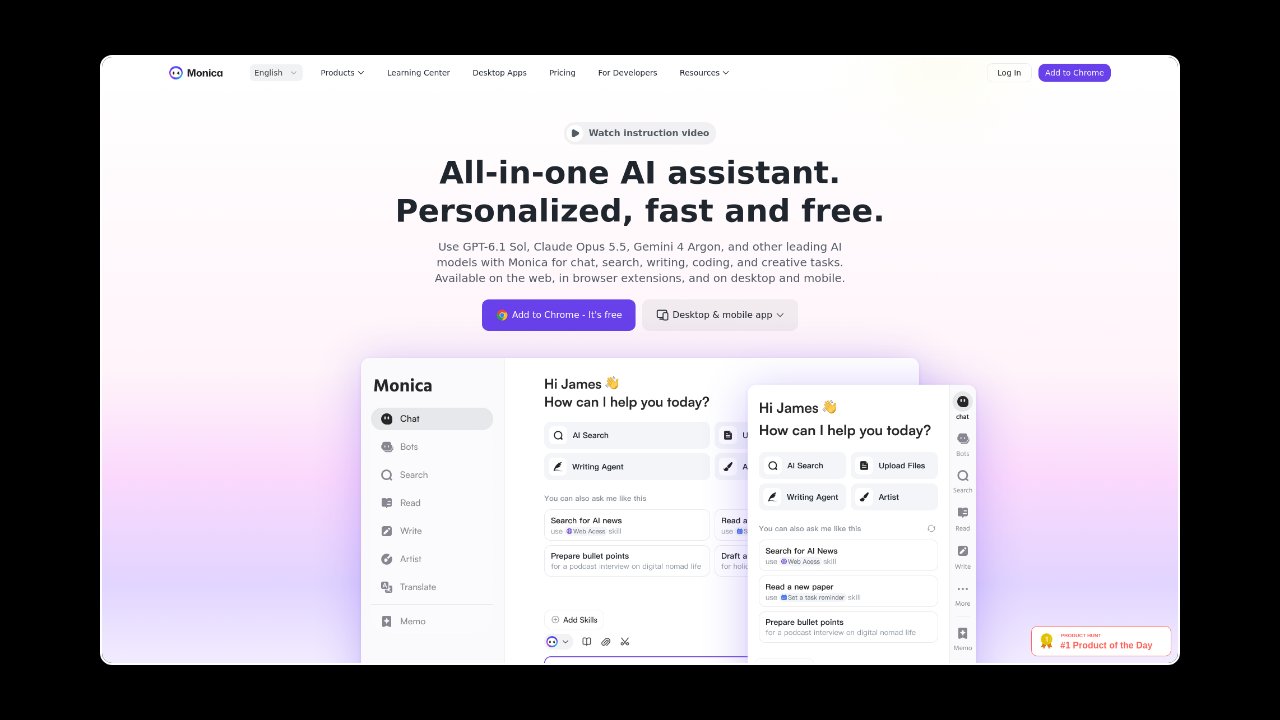 Homepage of Monica