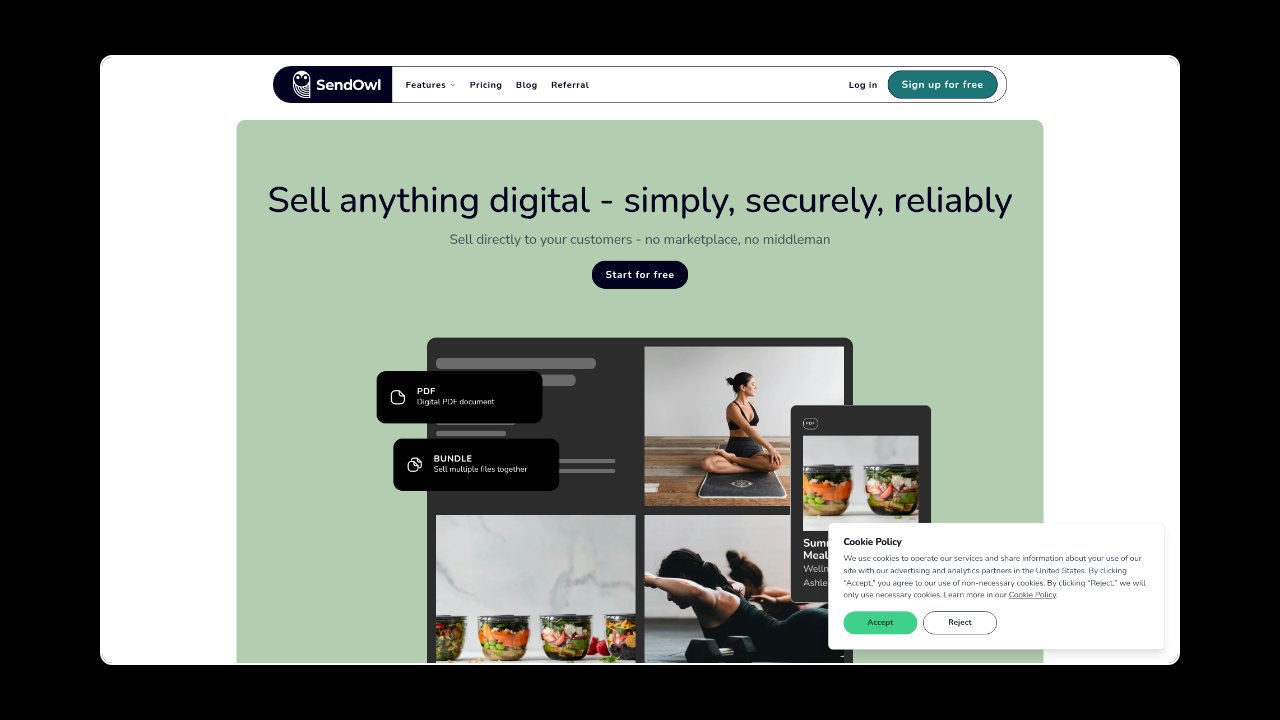 Homepage of SendOwl