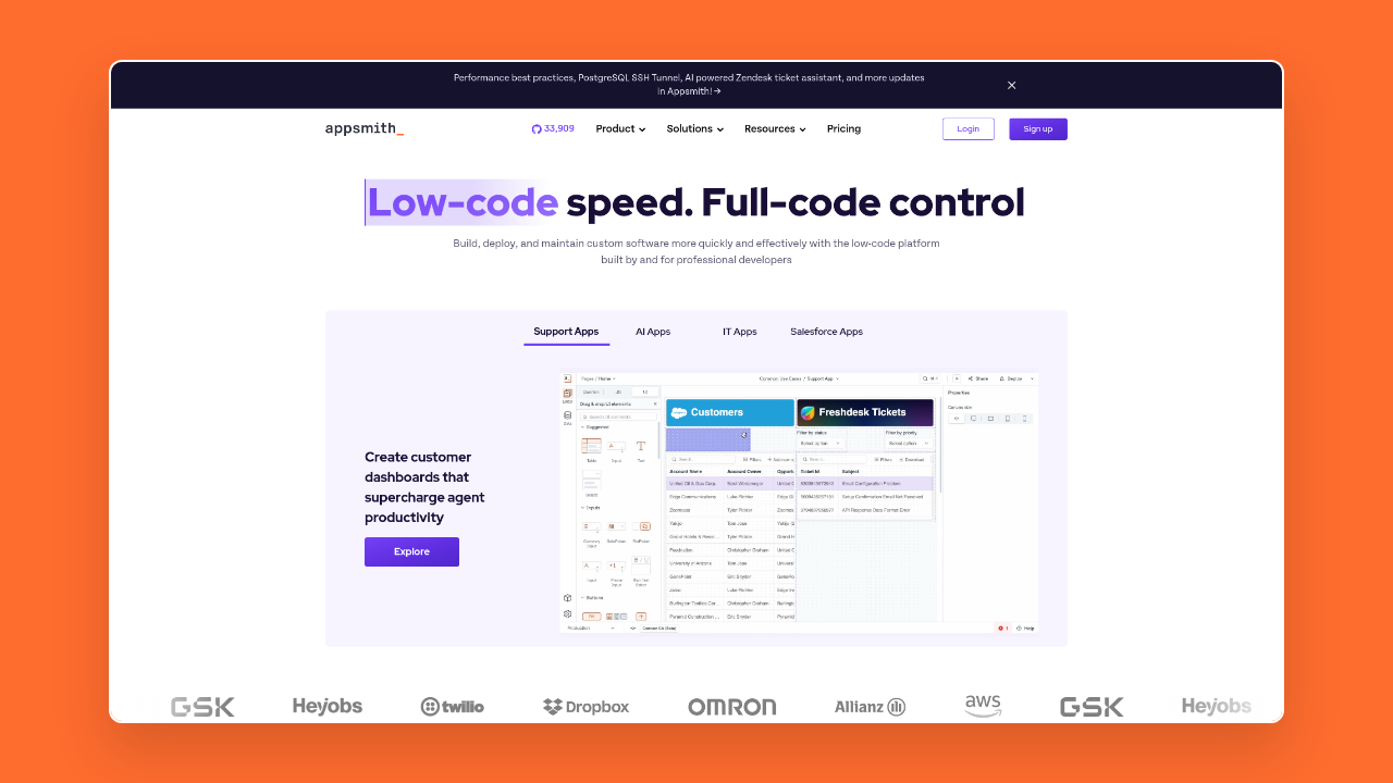 Homepage of Appsmith