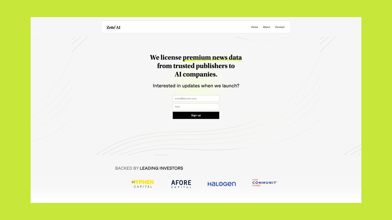 Homepage of Zette AI