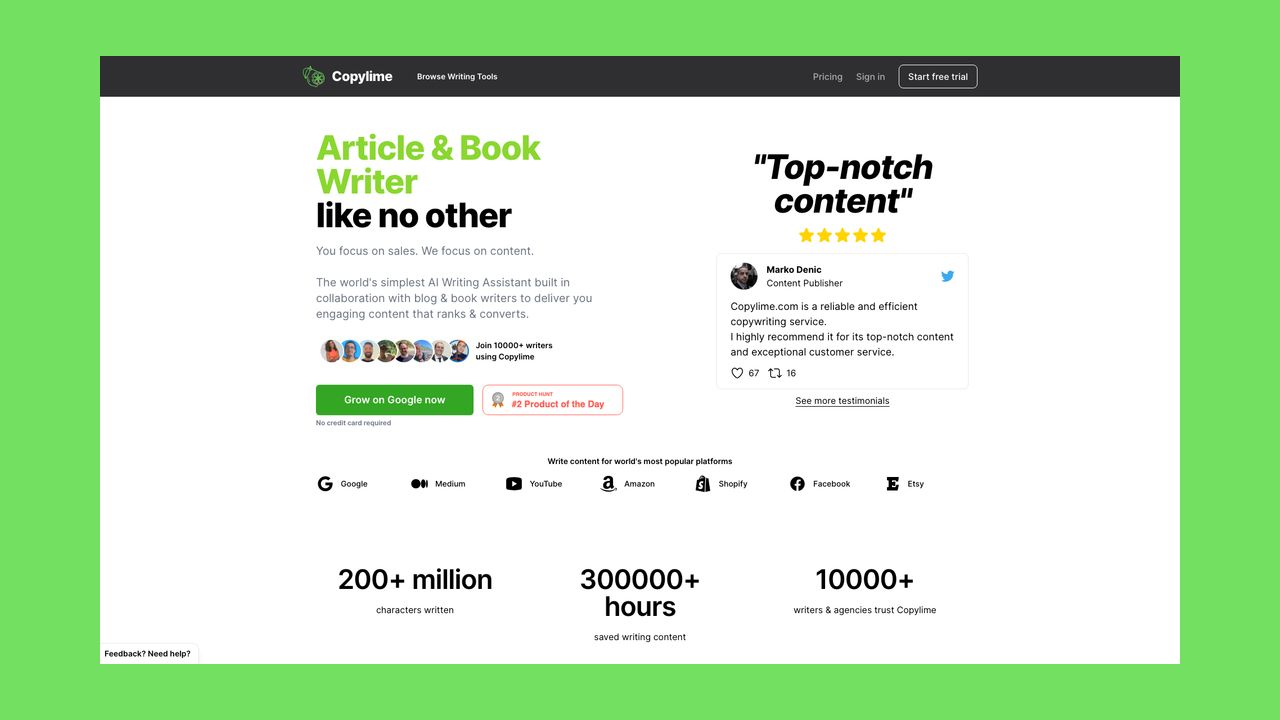 Homepage of Copylime