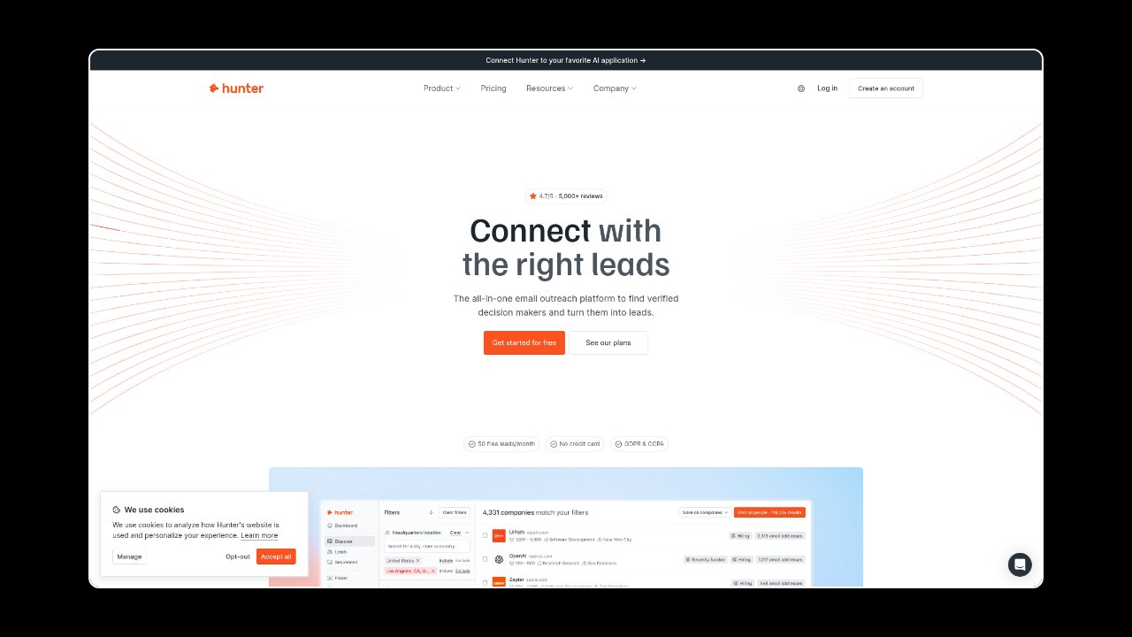 Homepage of Hunter
