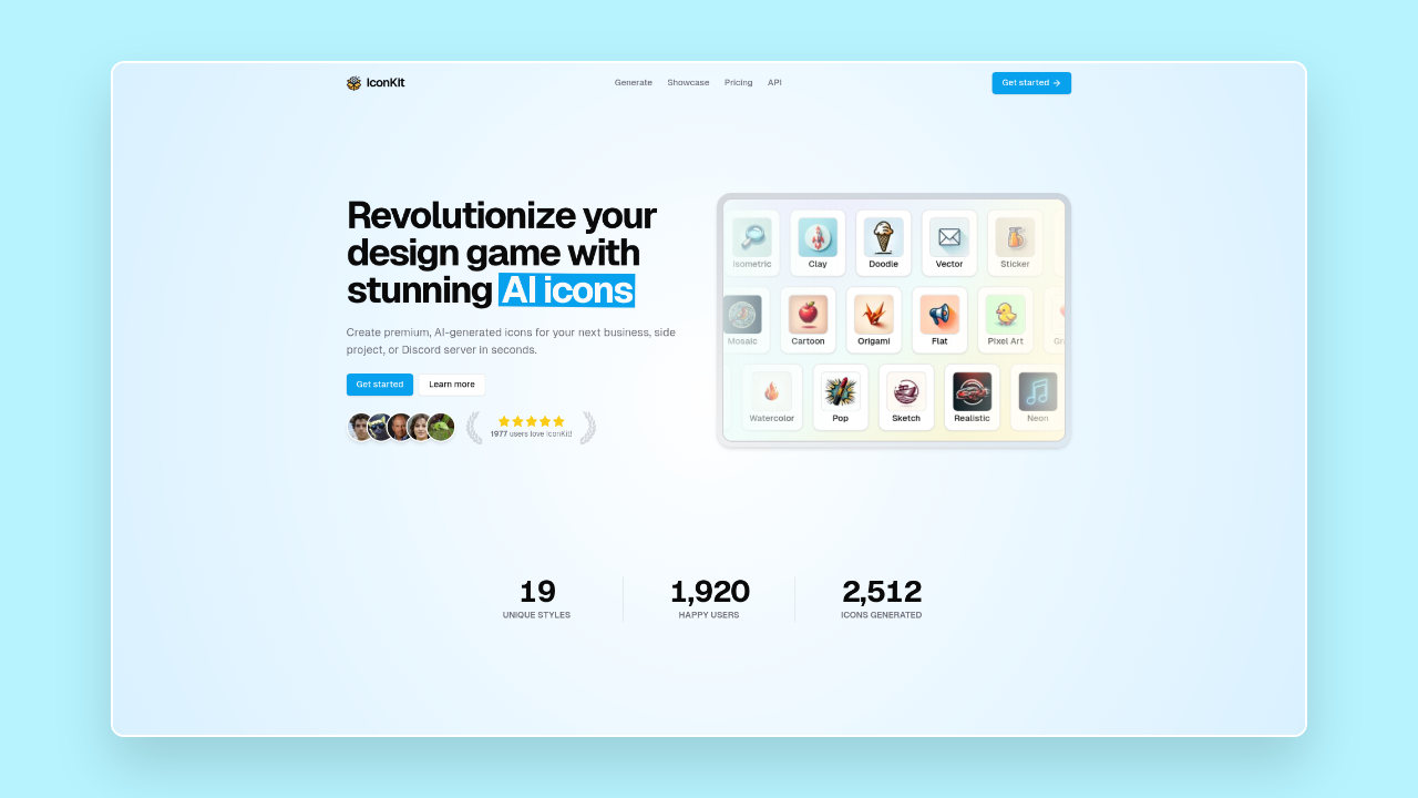 Homepage of IconKit AI Icon Generator