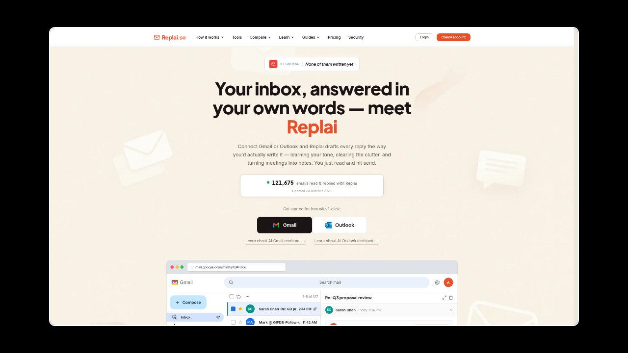 Homepage of Replai