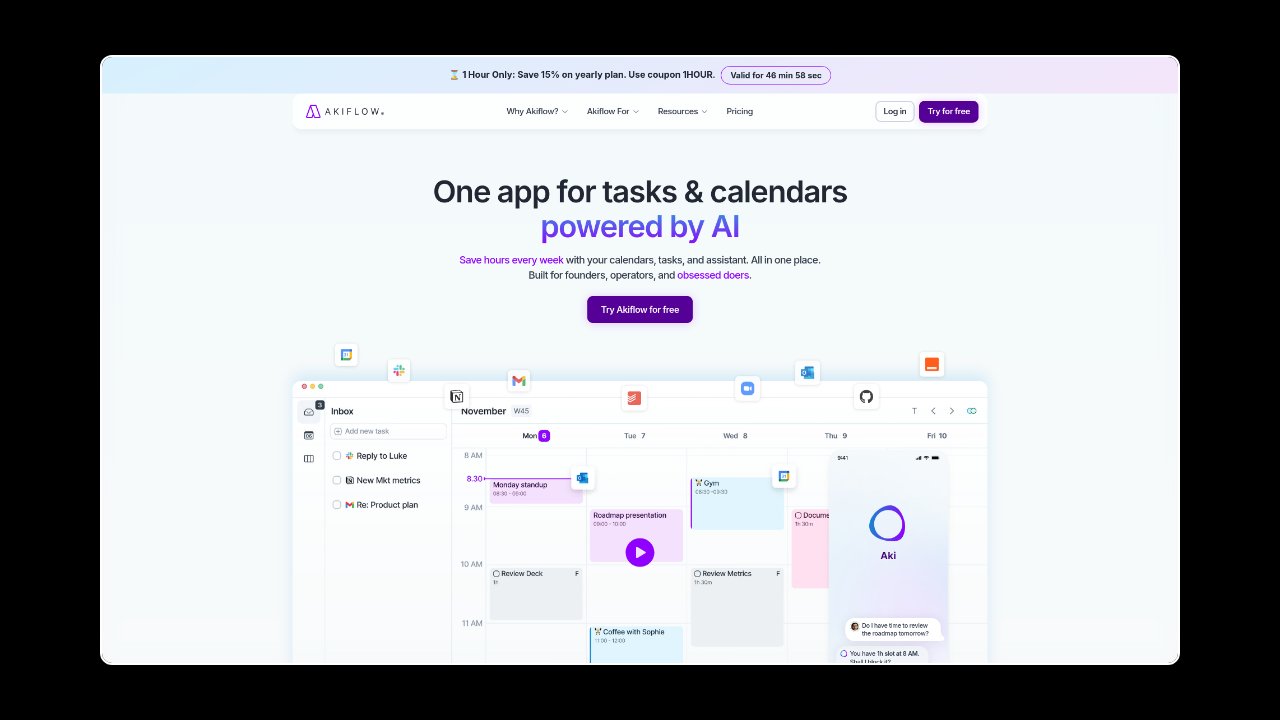 Homepage of Akiflow