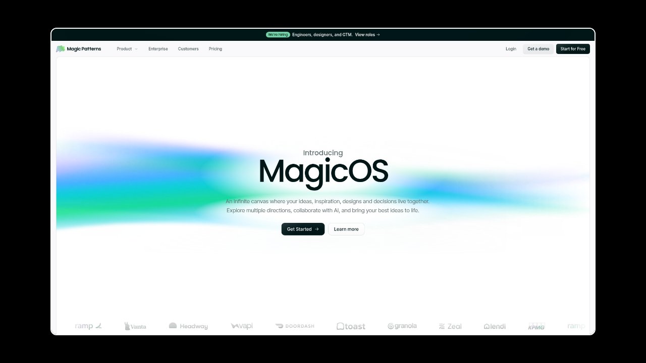 Homepage of Magic Patterns