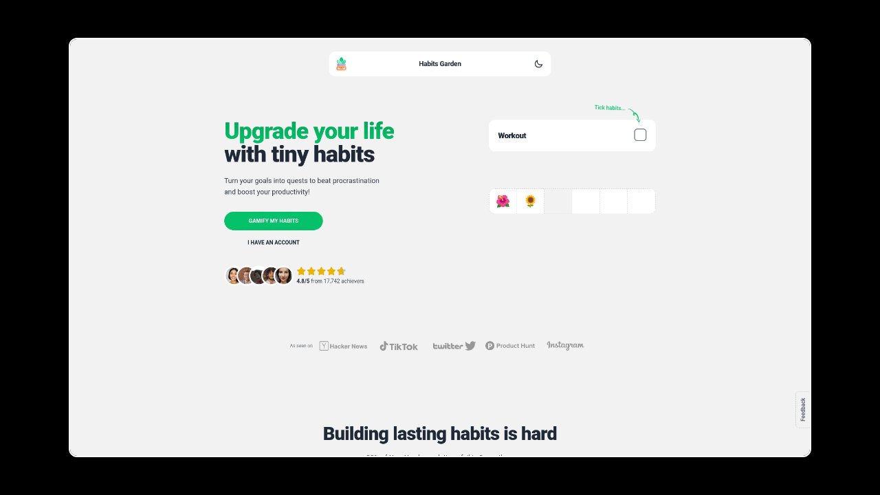 Homepage of Habits Garden
