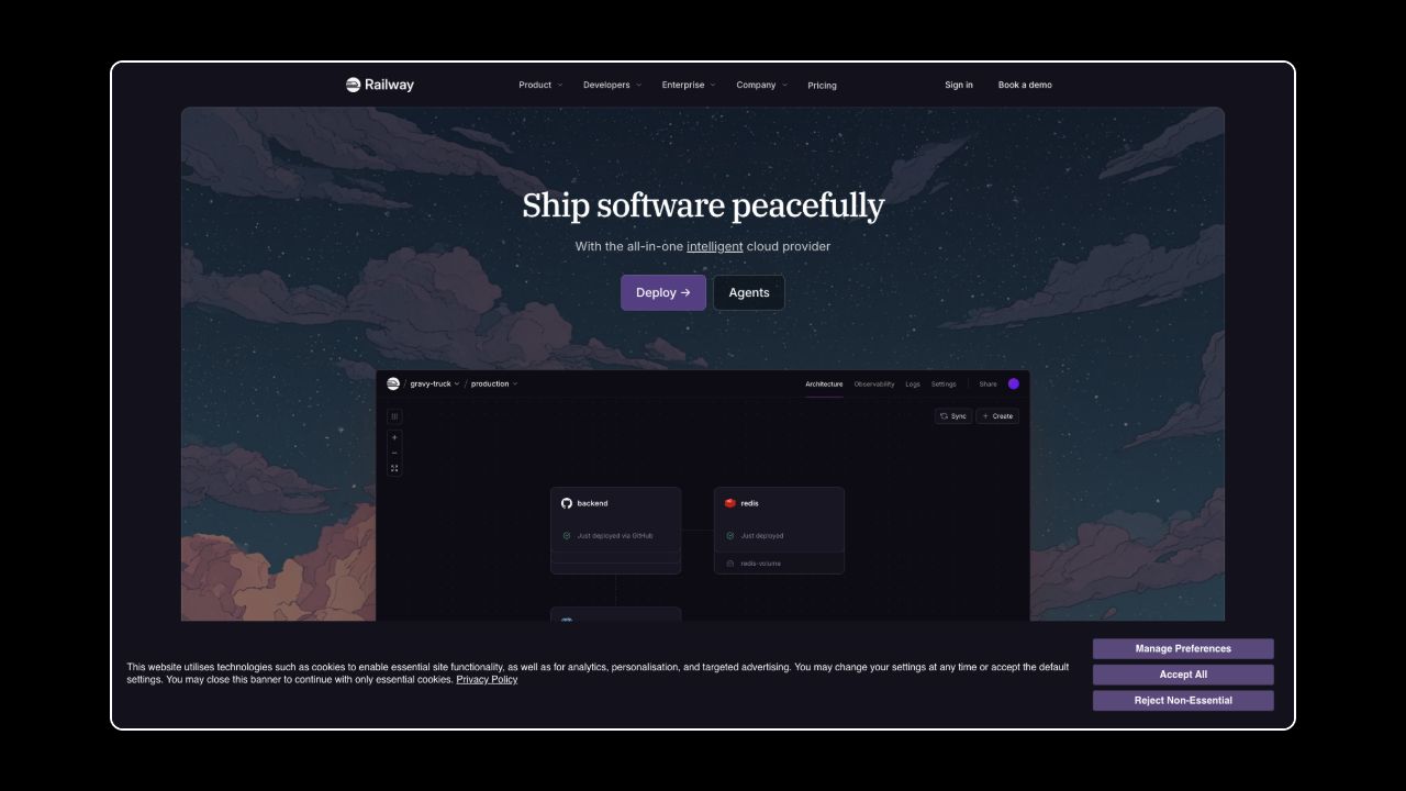 Homepage of Railway