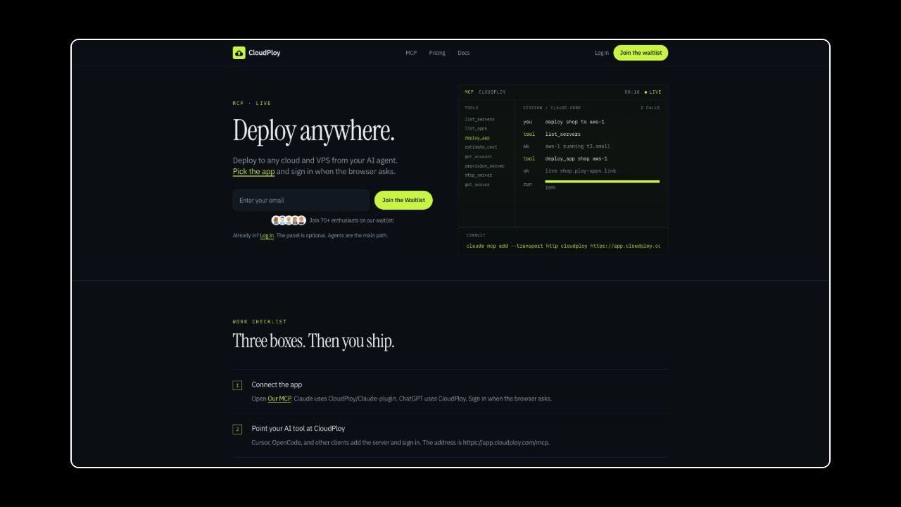 Homepage of CloudPloy