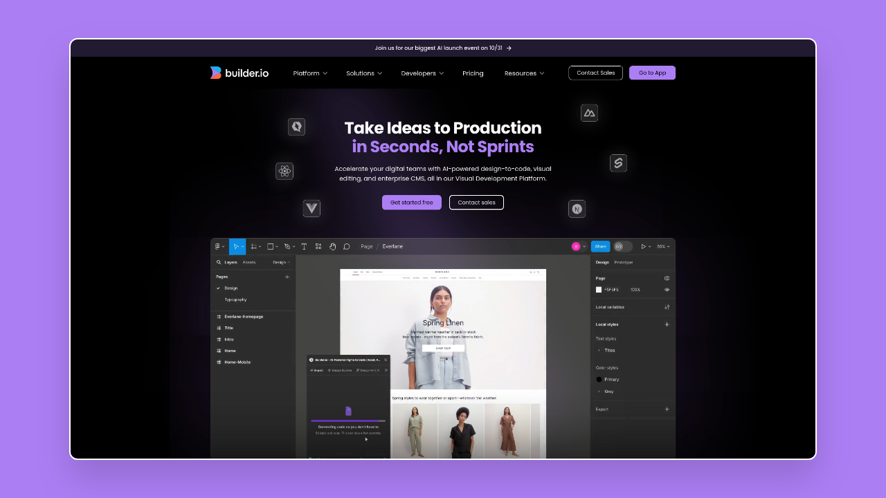 Homepage of Builder.io