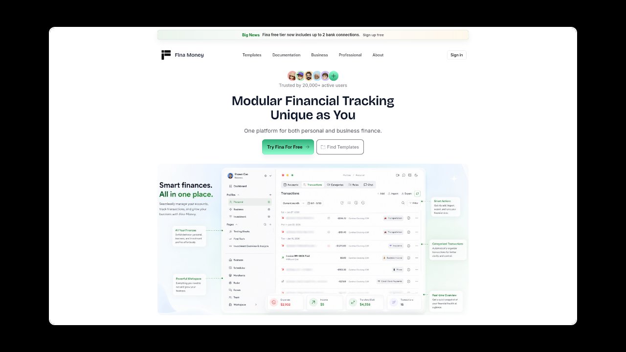 Homepage of Fina Money