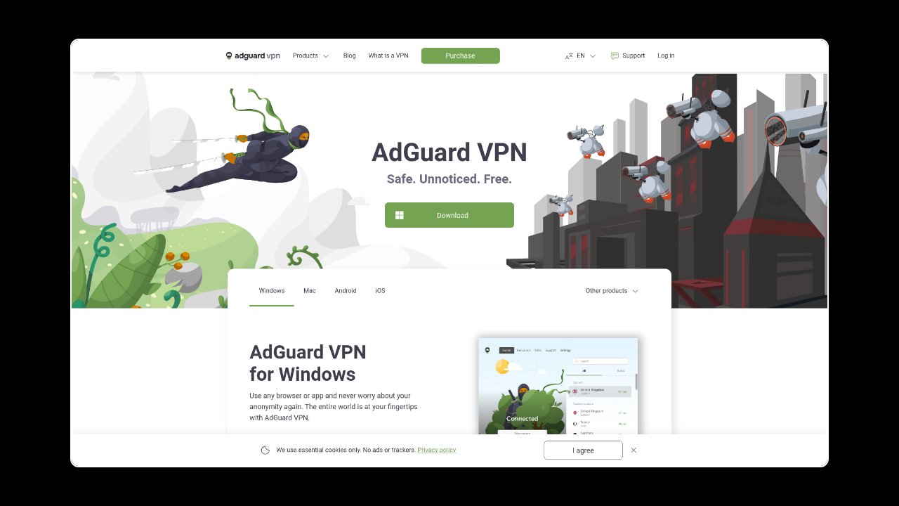 Homepage of AdGuard VPN