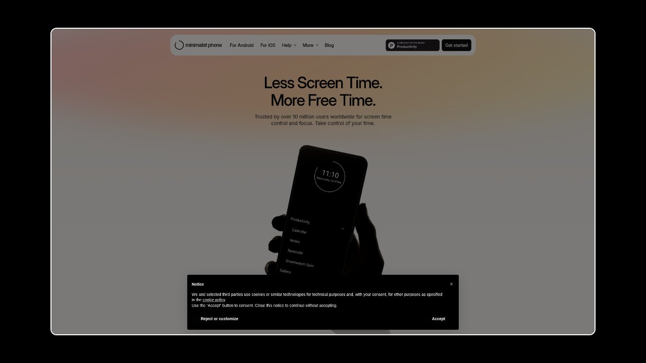 Homepage of minimalist phone