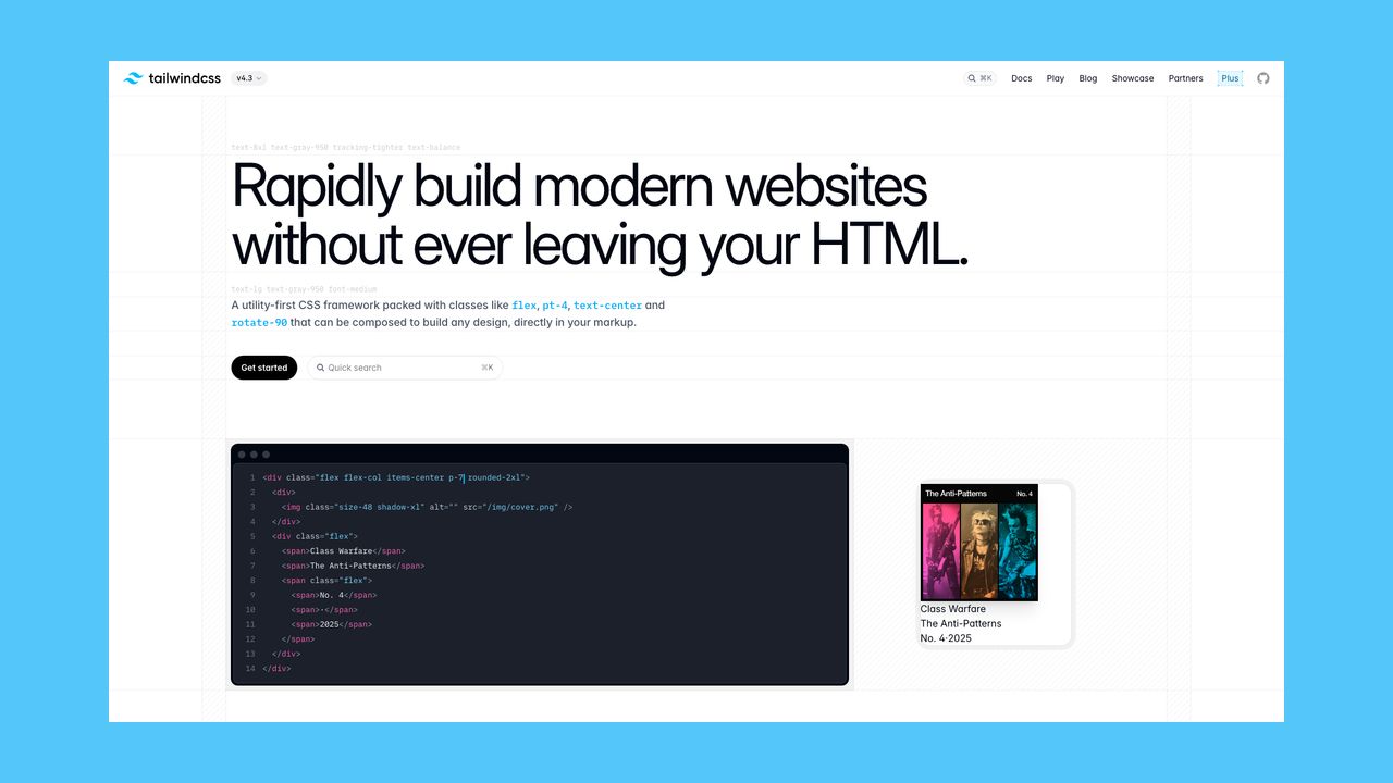 Homepage of Tailwind CSS