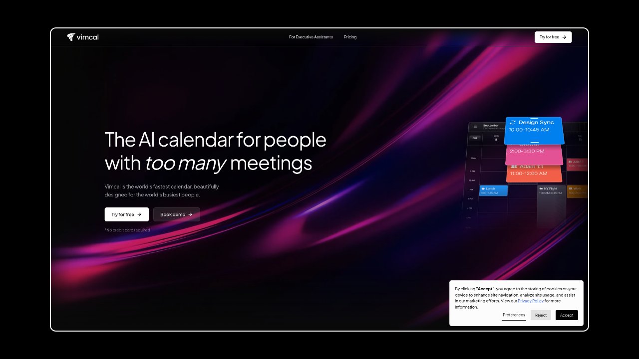Homepage of Vimcal