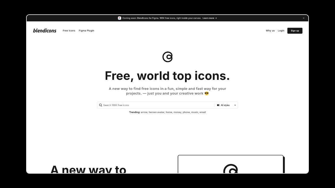 Homepage of BlendIcons