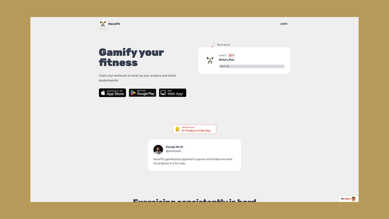 Homepage of HeroFit