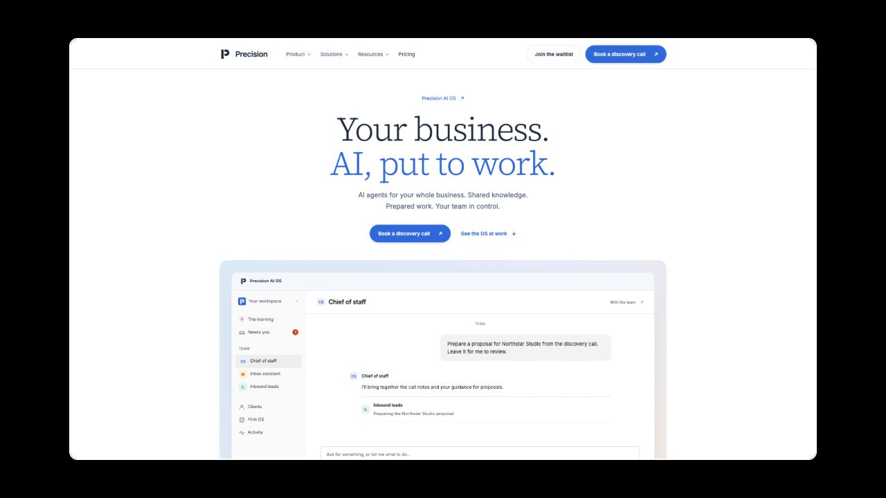 Homepage of Precision AI OS