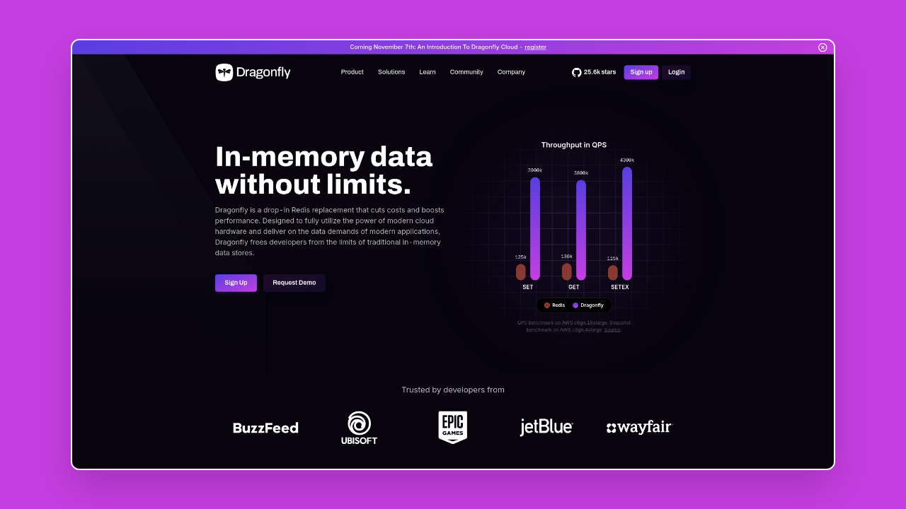 Homepage of Dragonfly