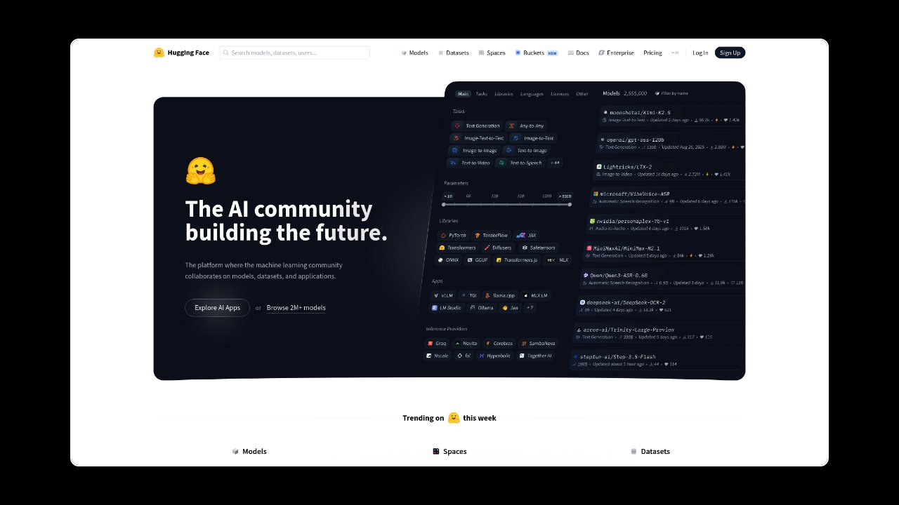 Homepage of Hugging Face