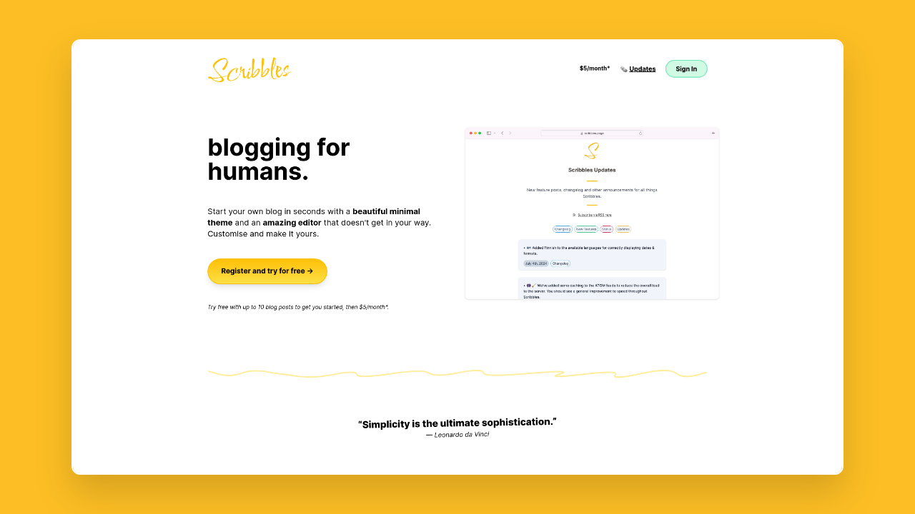 Homepage of Scribbles