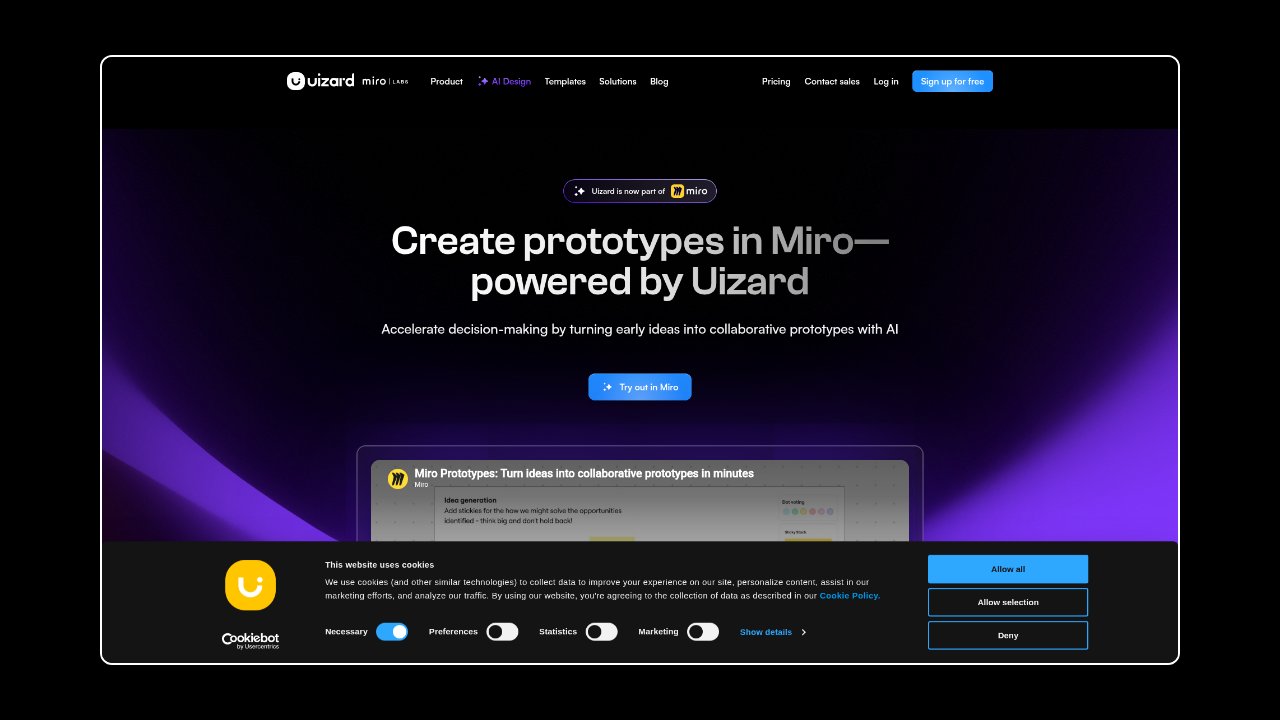 Homepage of Uizard