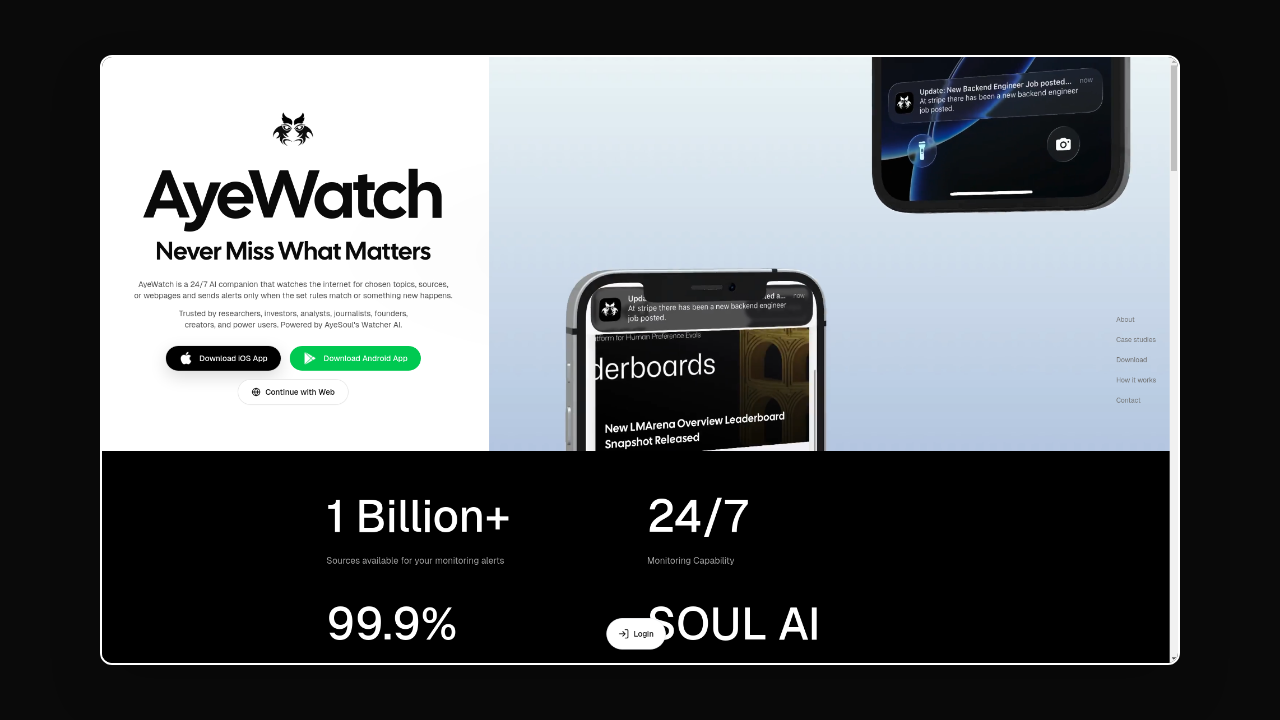 Homepage of AyeWatch