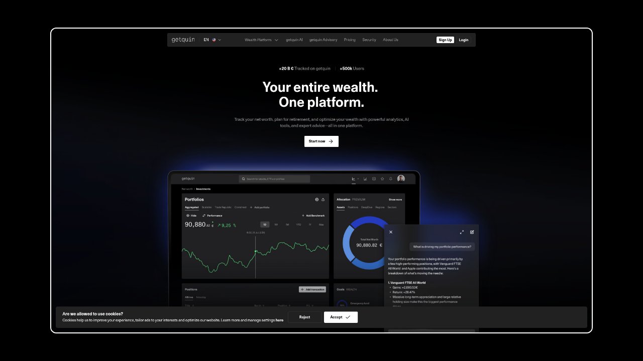 Homepage of getquin