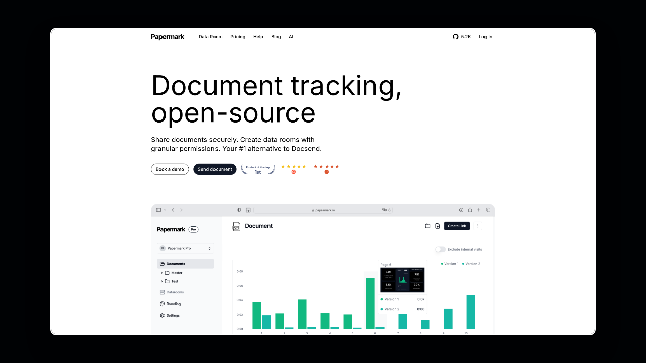Homepage of Papermark