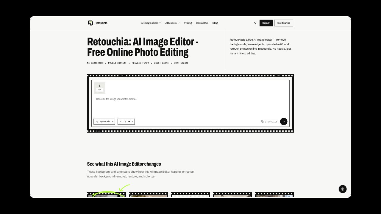 Homepage of Retouchia