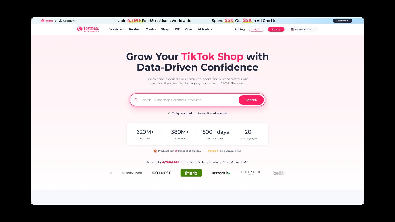 Homepage of FastMoss