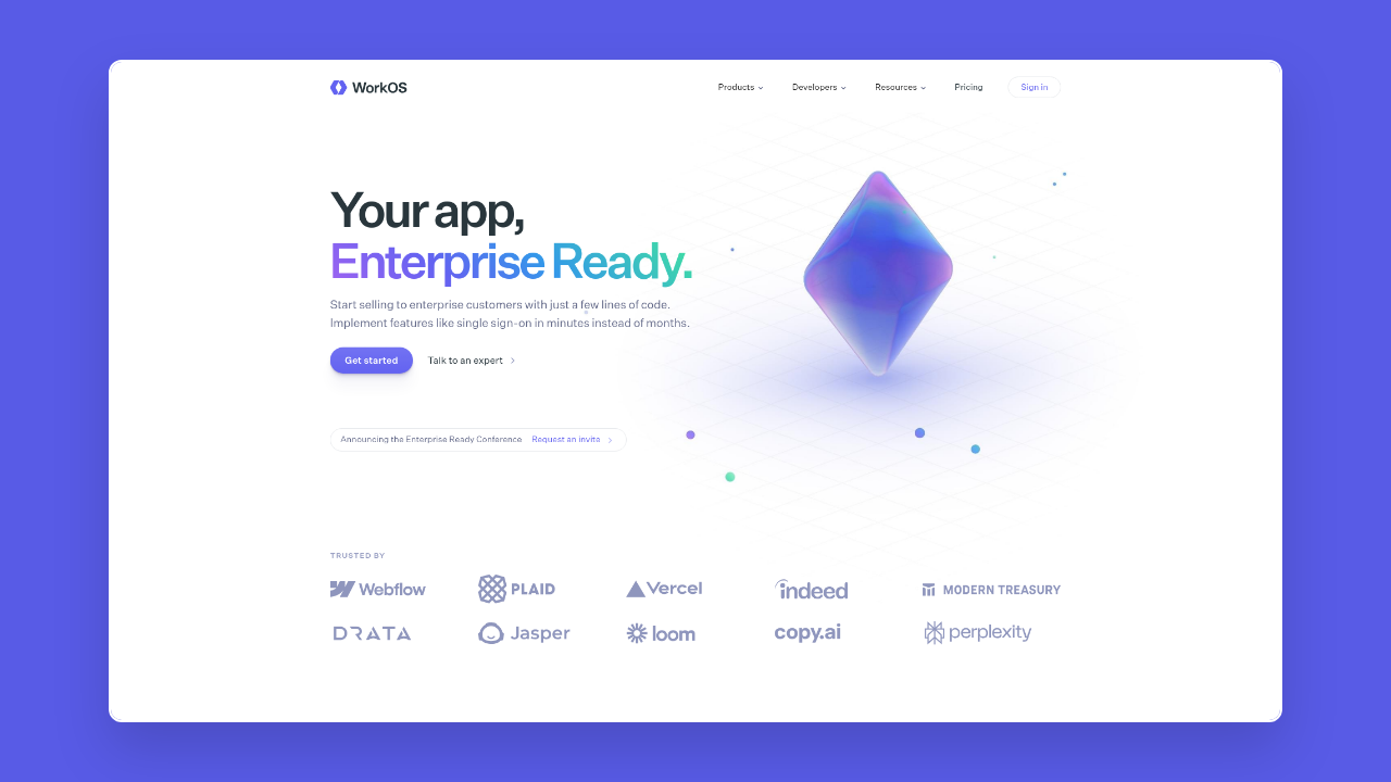 Homepage of WorkOS