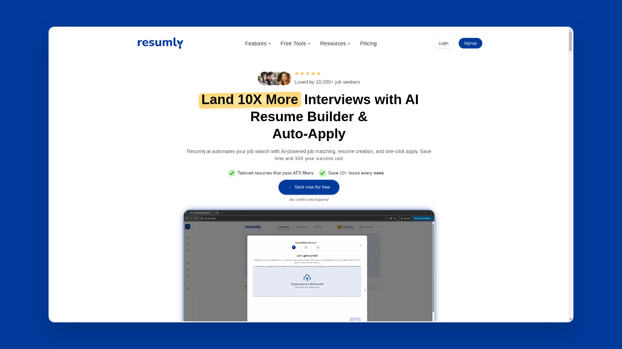 Homepage of Resumly.ai