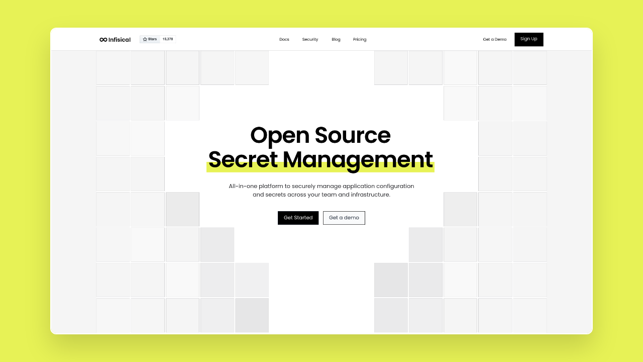 Homepage of Infisical