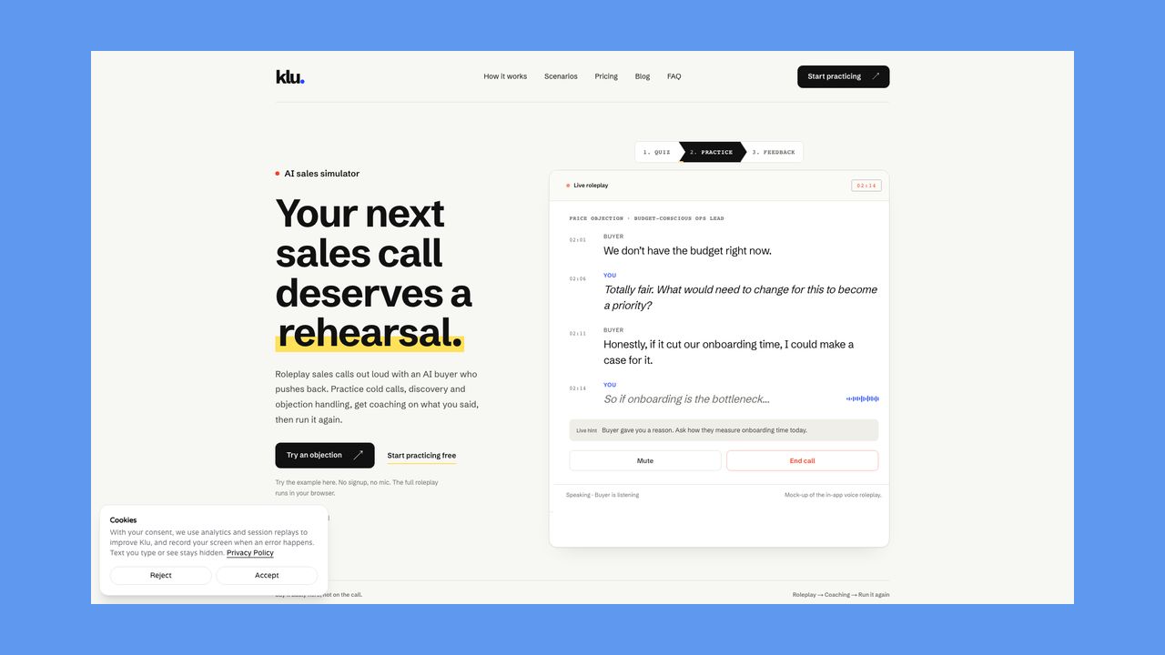 Homepage of Klu