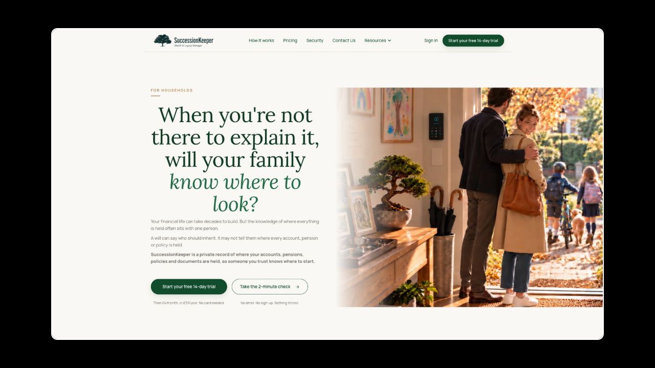 Homepage of SuccessionKeeper