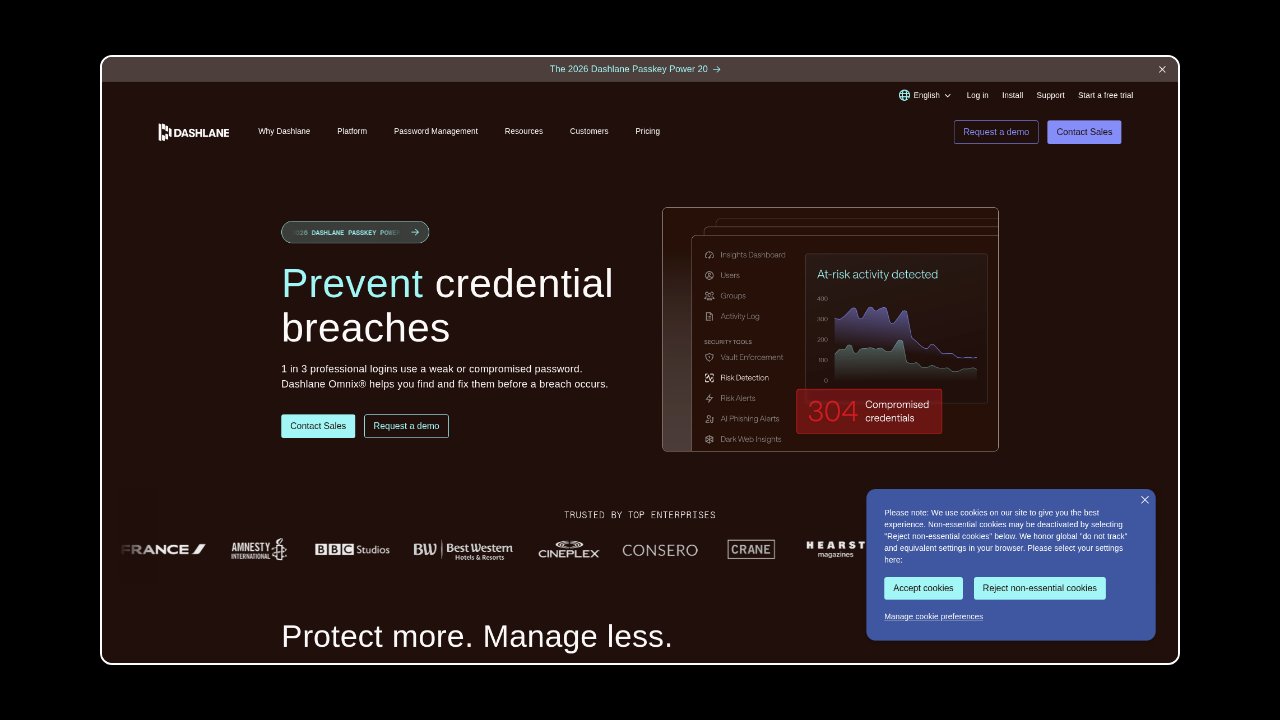 Homepage of Dashlane